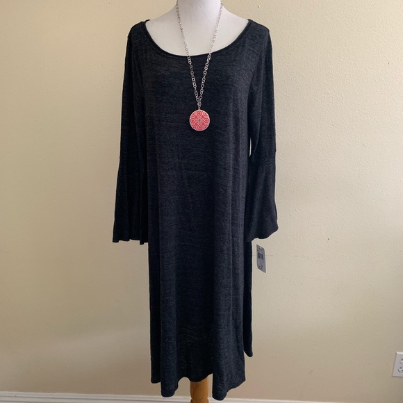 Three Dots Dresses & Skirts - Three Dots black ribbed dress bell sleeve nwt